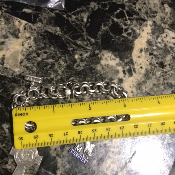 Silver Charm Bracelet with Cross and Lassies Charms - Picture 12 of 13